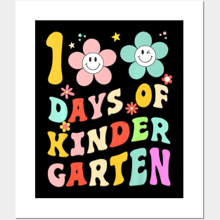 100 Days Of Kindergarten groovy 100th Day School Teacher Posters and Art